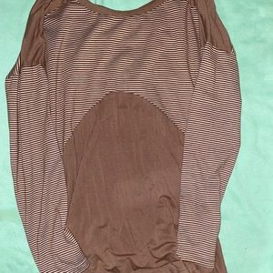 Brown and white striped long sleeve shirt